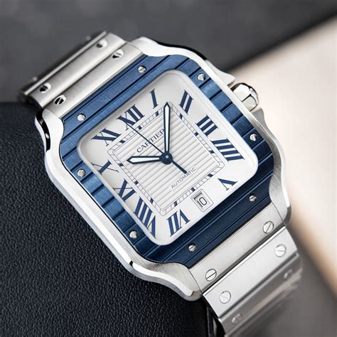 cartier santos 2966|cartier santos blue bezel.